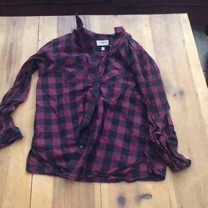 Express black and red button up shirt